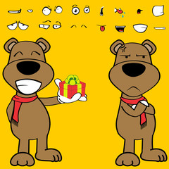Gift teddy bear cartoon expressions collection set in vector format