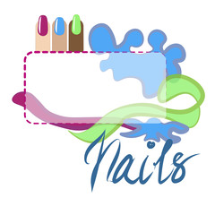 Design nails frame and inscription banner pattern. Hand drown doodle style. For dress fabric, T shirt print, postcard, banners.