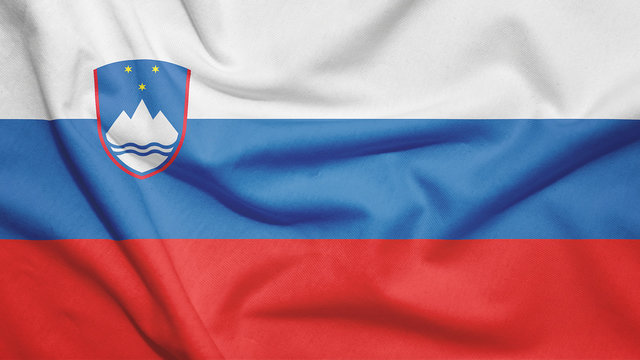 Slovenia flag with fabric texture