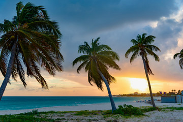 Fototapeta premium colorful tropical sunset on Anguilla island Caribbean sea