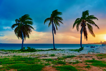 colorful tropical sunset on Anguilla island Caribbean sea