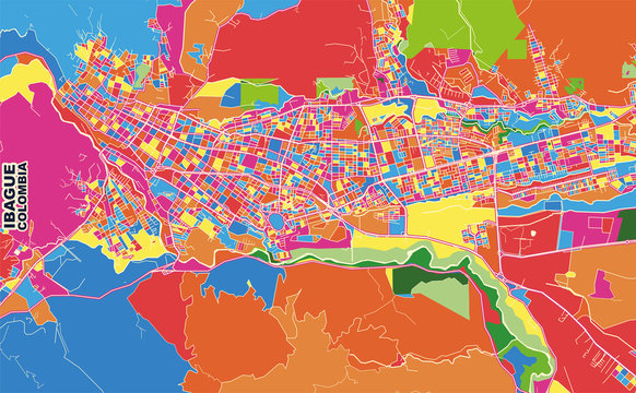 Ibague, Colombia, colorful vector map