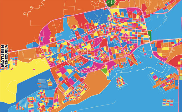 Maturin, Venezuela, colorful vector map