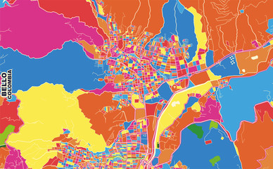 Bello, Colombia, colorful vector map