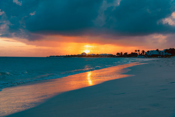 Obraz na płótnie Canvas colorful tropical sunset on Anguilla island Caribbean sea
