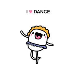 I love to dance hand drawn vector illustration in cartoon comic style woman ballerina