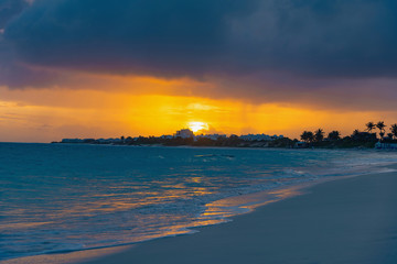 Fototapeta na wymiar colorful tropical sunset on Anguilla island Caribbean sea