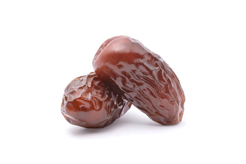 Dried date palm fruit isolated on white background with clipping path. dry fruit concept.