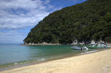 Fototapeta na wymiar Water taxi anchored on the shore