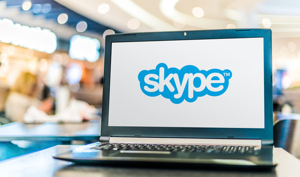 Laptop computer displaying logo of Skype