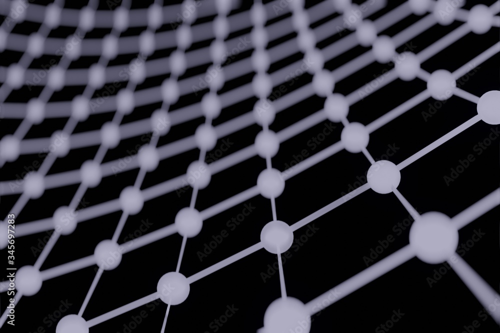 Poster embossed mesh representing internet conections. 3d rendering. 3d illustration.