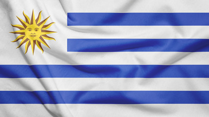 Uruguay flag with fabric texture