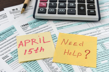 Tax concept sticker need help with calculator on federal tax form
