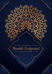 Luxury Mandala Background invitation golden card