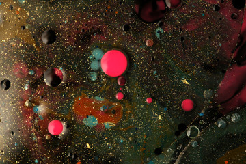 Acrylic color in water and oil. Macro Abstract texture background.
