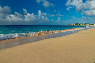 tropical beach panorama Anguilla island Caribbean sea