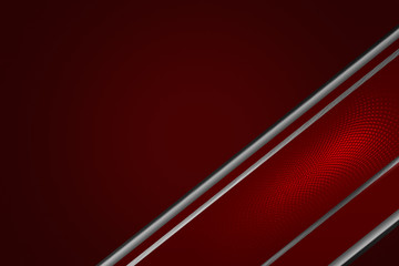 abstract red metallic stripes dark background. 3d illustration.