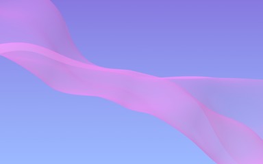 Pink wave on blue sky abstract background. Fluttering pink scarf. Waving on wind pink fabric. 3D illustration