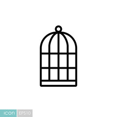 Empty bird cage vector icon. Pet animal sign