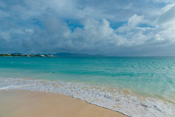 tropical beach panorama Anguilla island Caribbean sea