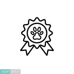 Pets award rosette vector icon. Pet animal sign