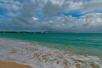 tropical beach panorama Anguilla island Caribbean sea