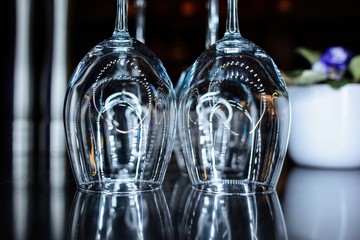 glasses of wine inverted beautiful light circles