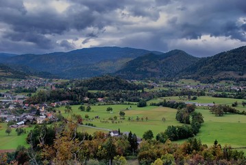 Fototapeta na wymiar The mountain landscape near Lake Bled in Slovenia