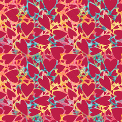 Valentine day seamless pattern, impressionist style background with hearts