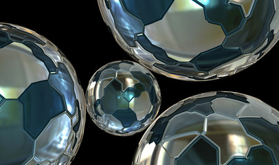 Naklejka premium connected futuristic metal 3d globe spheres