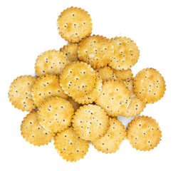 Mixed Snacks isolated on white (close up shot; selective focus)