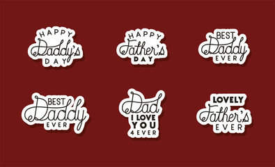Happy fathers day typography texts vector design