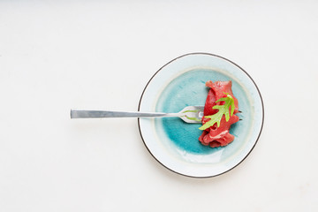 Marbled beef carpaccio.