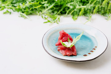 Marbled beef carpaccio.