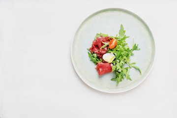 Marbled beef carpaccio.