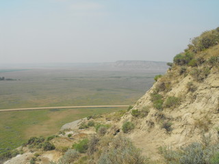 Desert landscape on hazy day