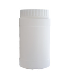 plastic jar with lid on isolated white background