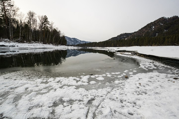 Nonfreezing winter lake