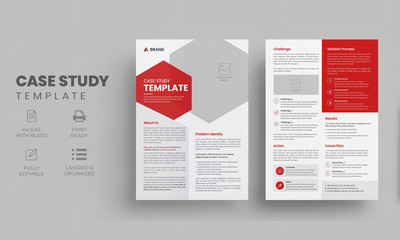 Business case study layout | Case study booklet template with red elements