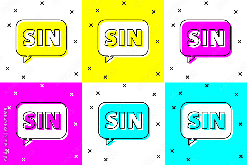 Poster set mathematics function sine icon isolated on color background. vector illustration