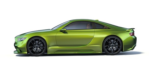 Obraz na płótnie Canvas 3D rendering of a brand-less generic concept car in studio environment