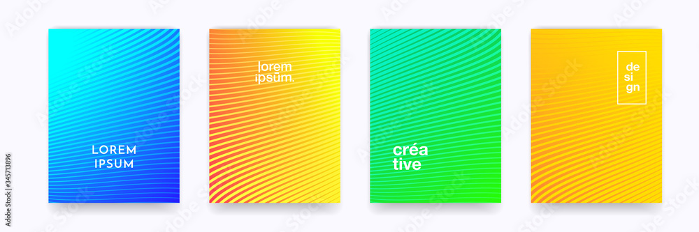 Poster Pattern backgrounds, color gradient halftone and wave line abstract trendy minimal graphic. Simple wave line element pattern backgrounds in halftone color gradient design