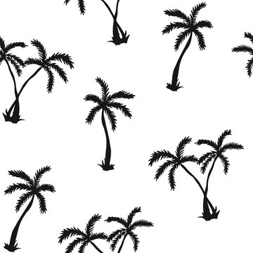seamless pattern with silhouette palm tree