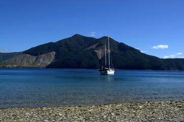 Malborough sounds an extensive network of sea-drowned valleys at the northern end of the South Island, New Zealand