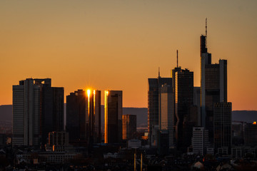 Frankfurt am Main Skyline during sunset