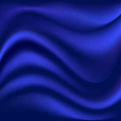 Blue satin wavy background. Smooth soft fabric texture. Abstract pattern. Vector illustration