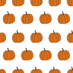 Pumpkins. Vegetable. Vector flat illustration. Seamless pattern.