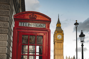 Fototapeta na wymiar Lefonia booth on the British parliamentary side in London