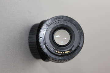 Lens on a gray background. Bayonet mount.