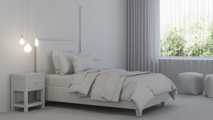 Bedroom designed for girls. Kids room design. Gray interior. 3D rendering.